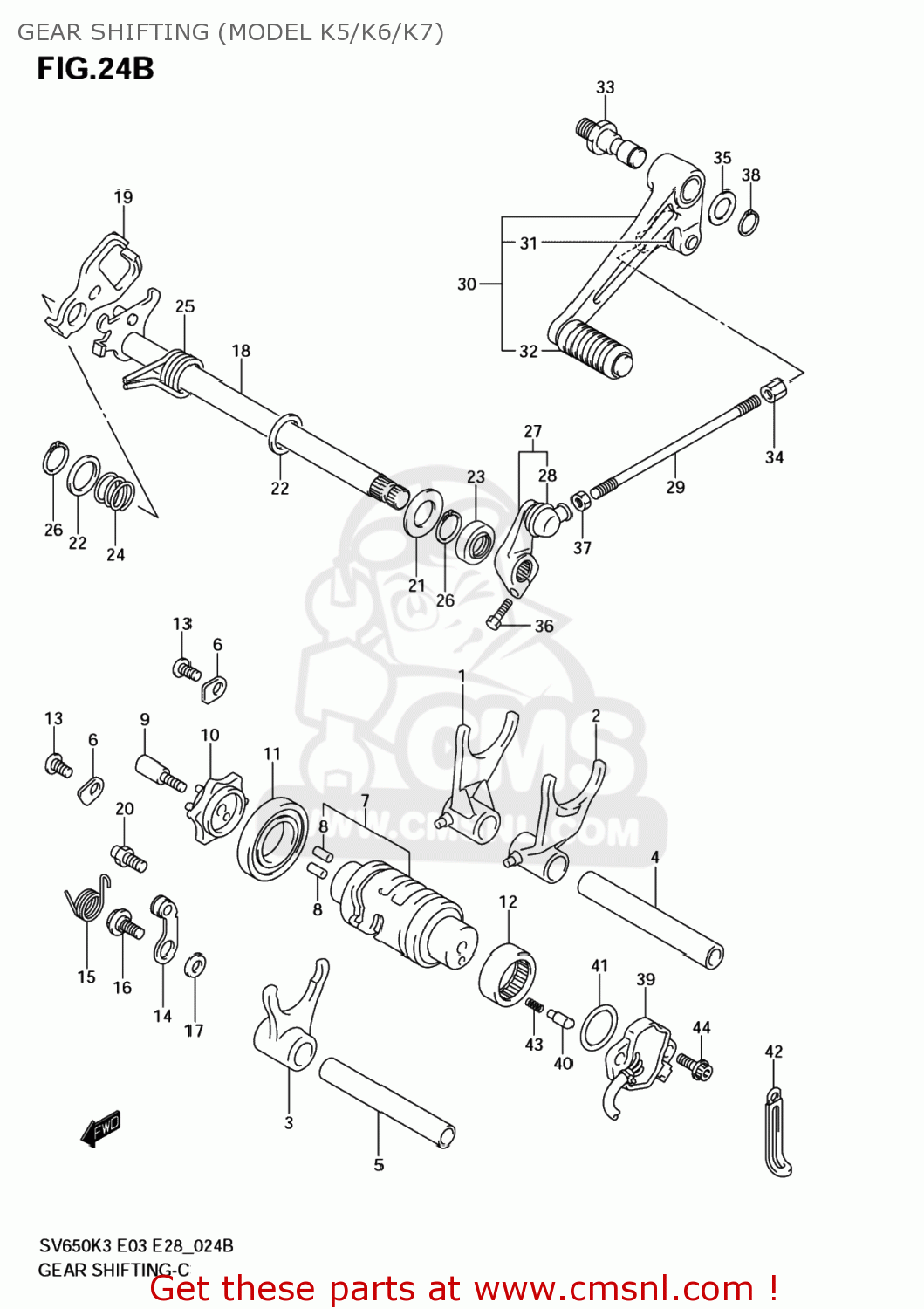 GEAR SHIFTING (MODEL K5/K6/K7) SV650S 2006 (K6) USA (E03)