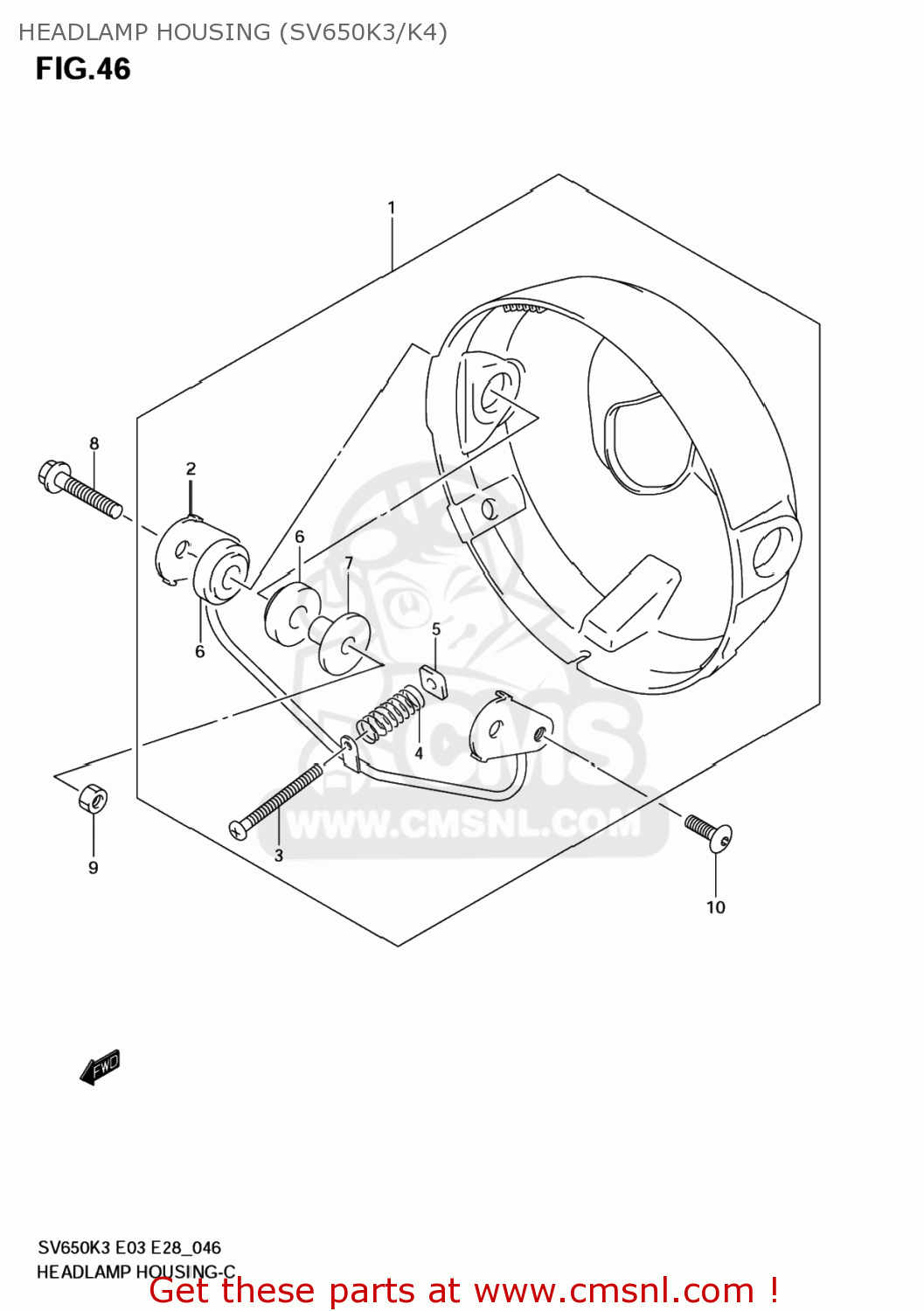 HEADLAMP HOUSING (SV650K3/K4) SV650S 2006 (K6) USA (E03)
