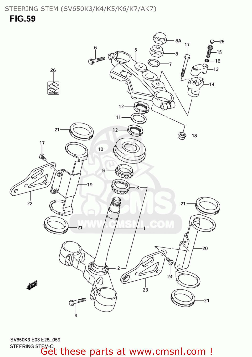 STEERING STEM (SV650K3/K4/K5/K6/K7/AK7) SV650S 2006 (K6) USA (E03)