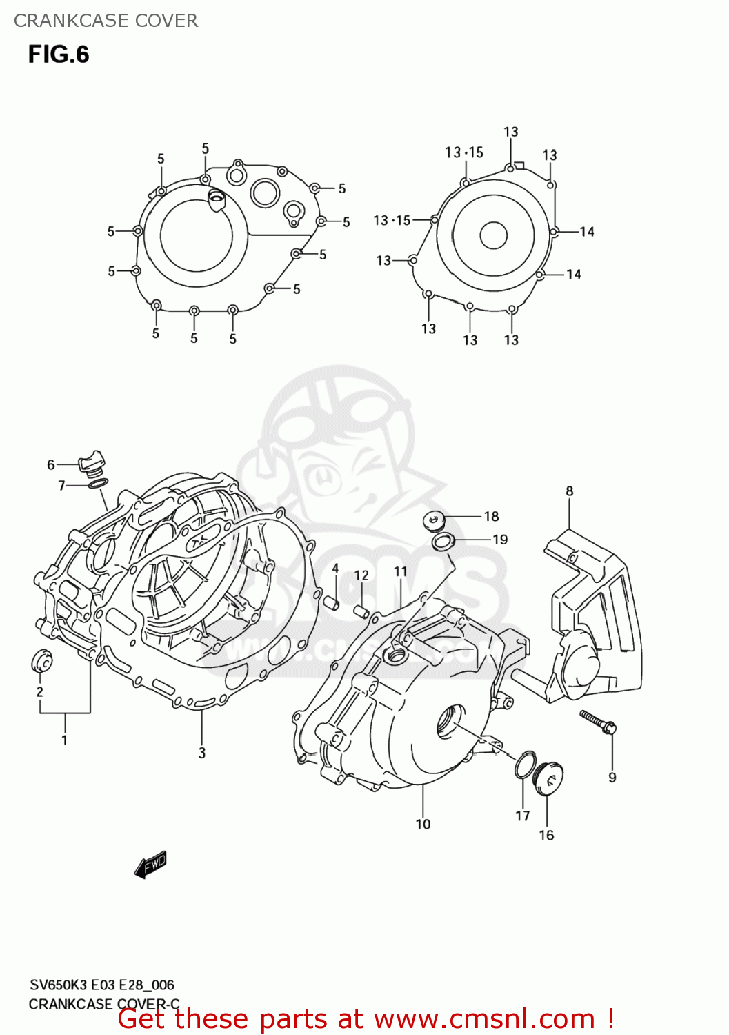CRANKCASE COVER SV650S 2007 (K7) USA (E03)