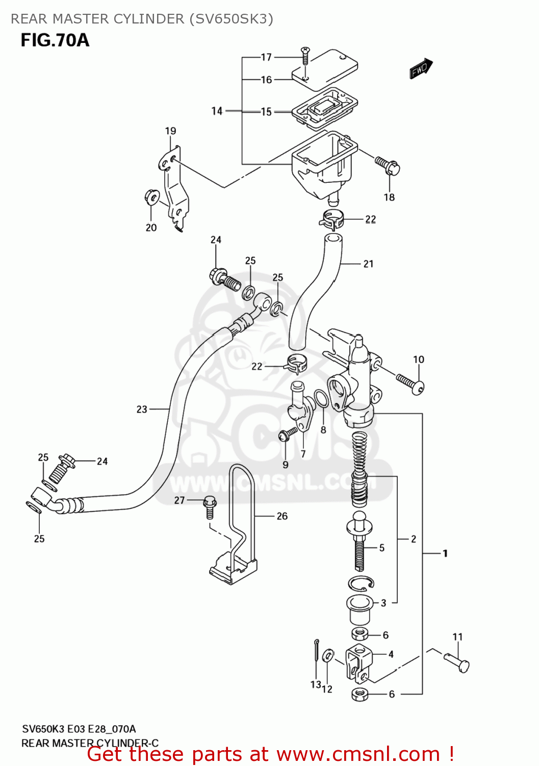 REAR MASTER CYLINDER (SV650SK3) SV650S 2007 (K7) USA (E03)