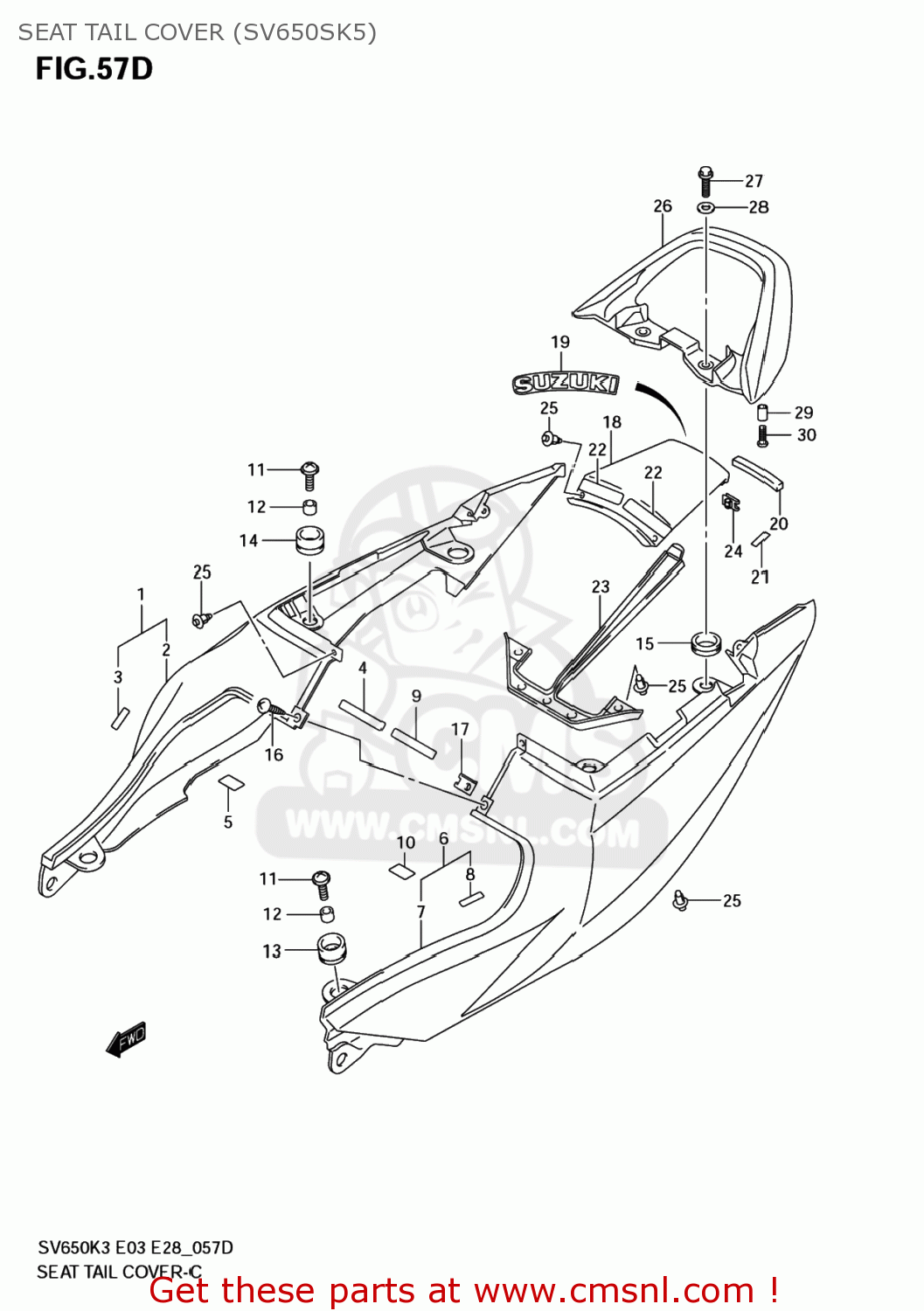 SEAT TAIL COVER (SV650SK5) SV650S 2007 (K7) USA (E03)