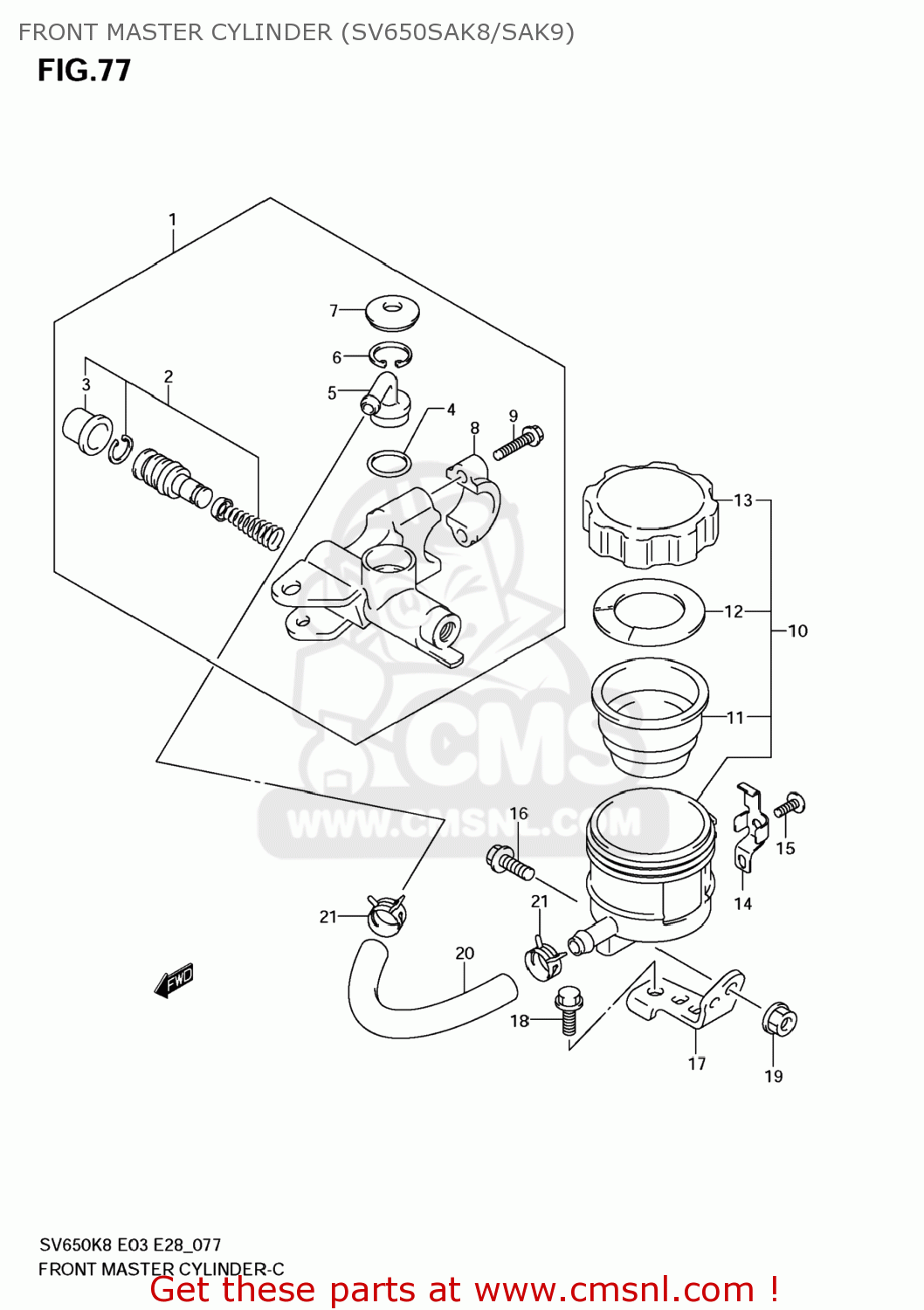 FRONT MASTER CYLINDER (SV650SAK8/SAK9) SV650S 2008 (K8) USA (E03)