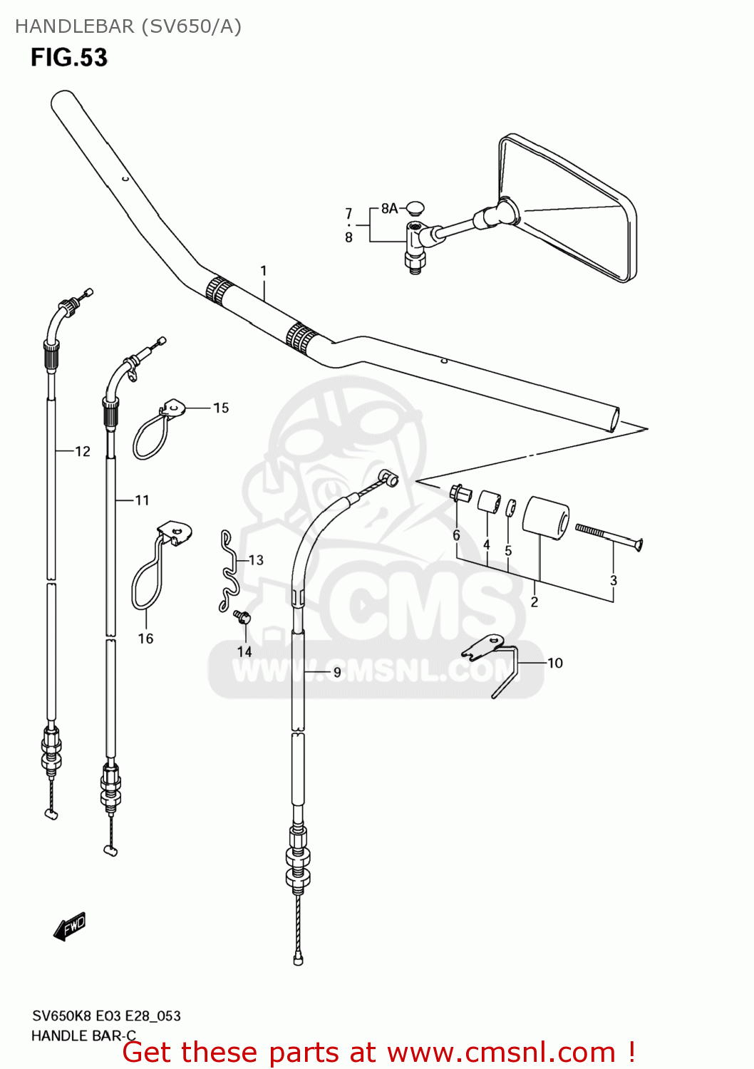 HANDLEBAR (SV650/A) SV650S 2008 (K8) USA (E03)