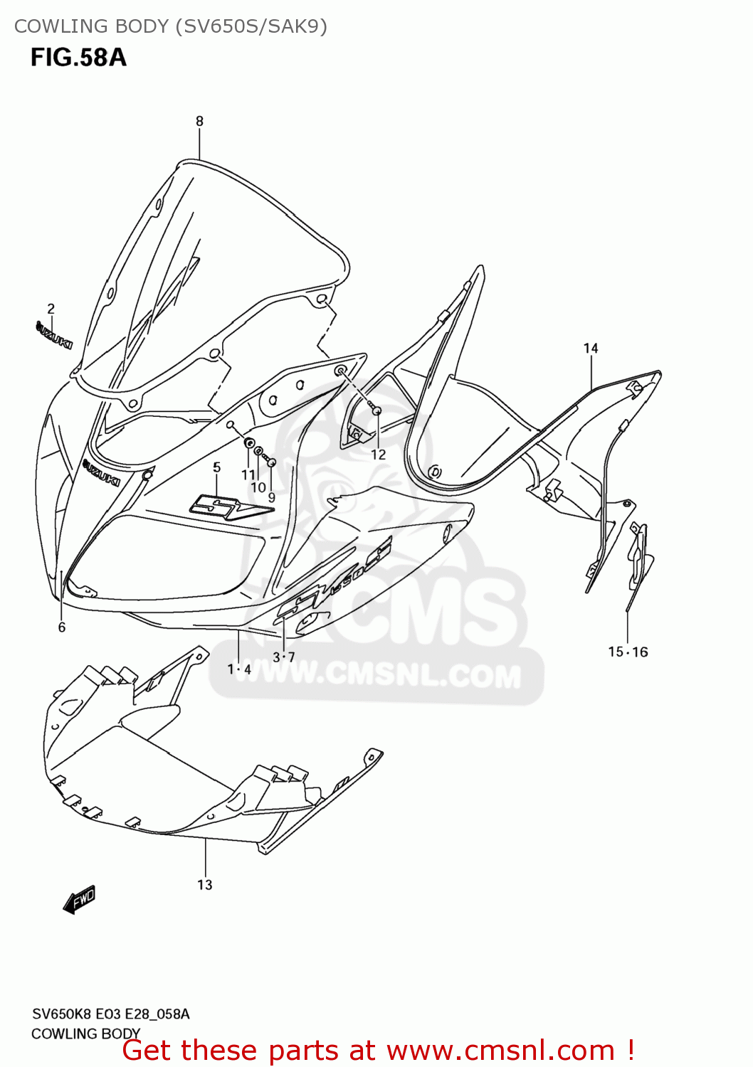 COWLING BODY (SV650S/SAK9) SV650S 2009 (K9) USA (E03)