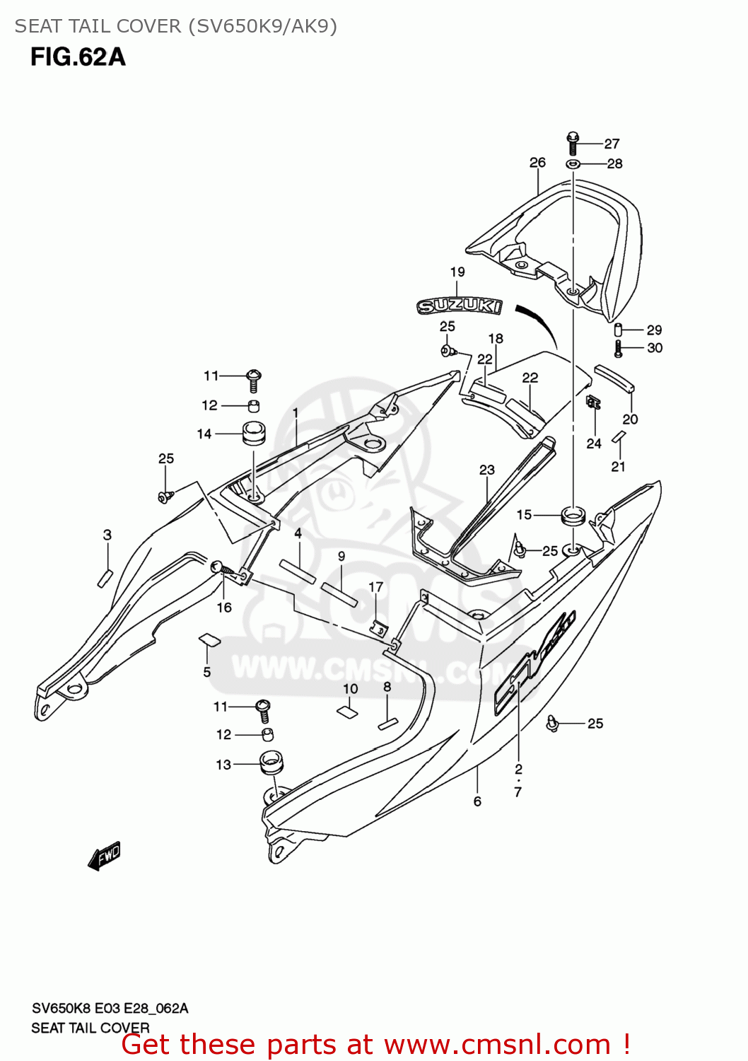 SEAT TAIL COVER (SV650K9/AK9) SV650S 2009 (K9) USA (E03)