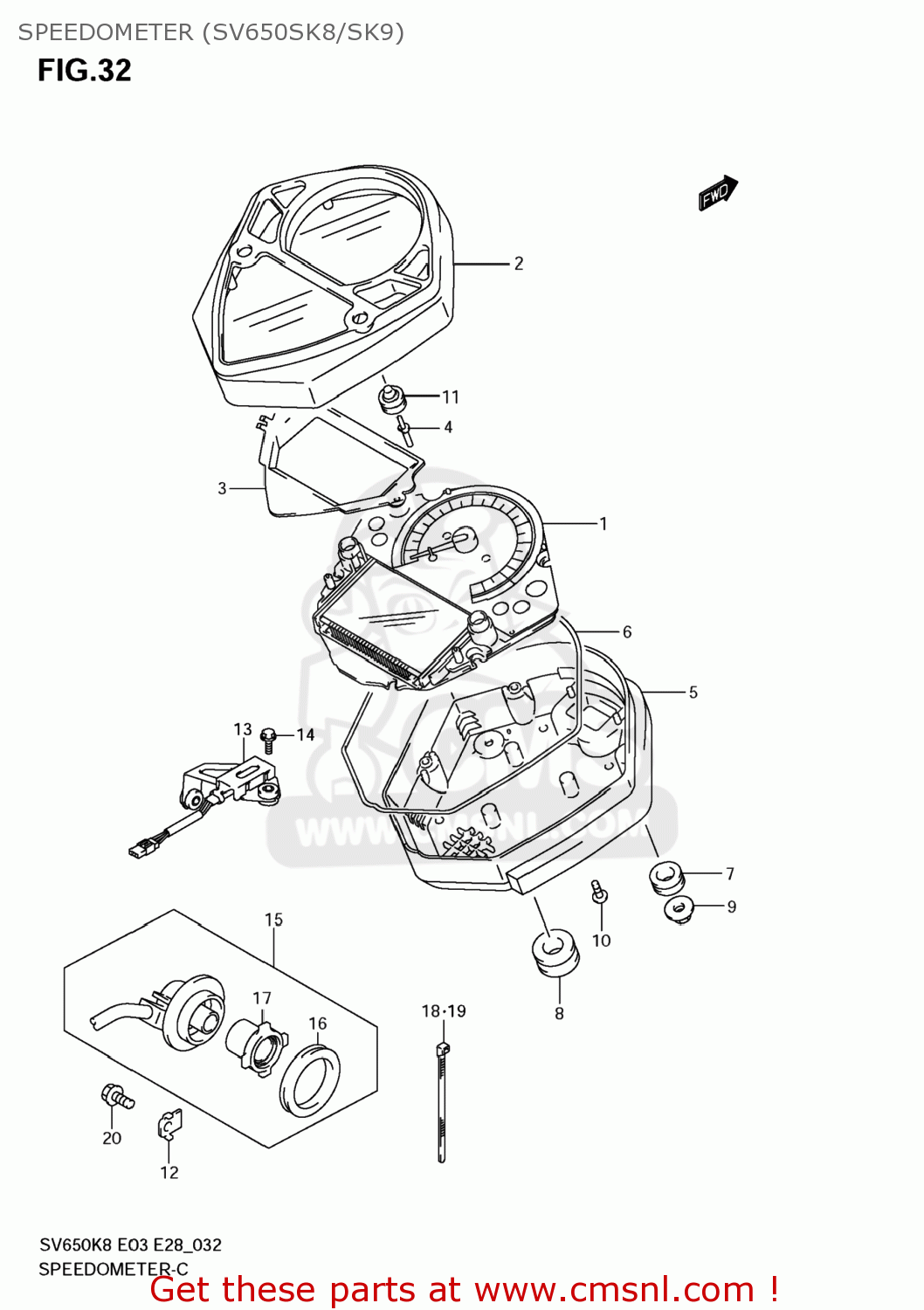 SPEEDOMETER (SV650SK8/SK9) SV650S 2009 (K9) USA (E03)