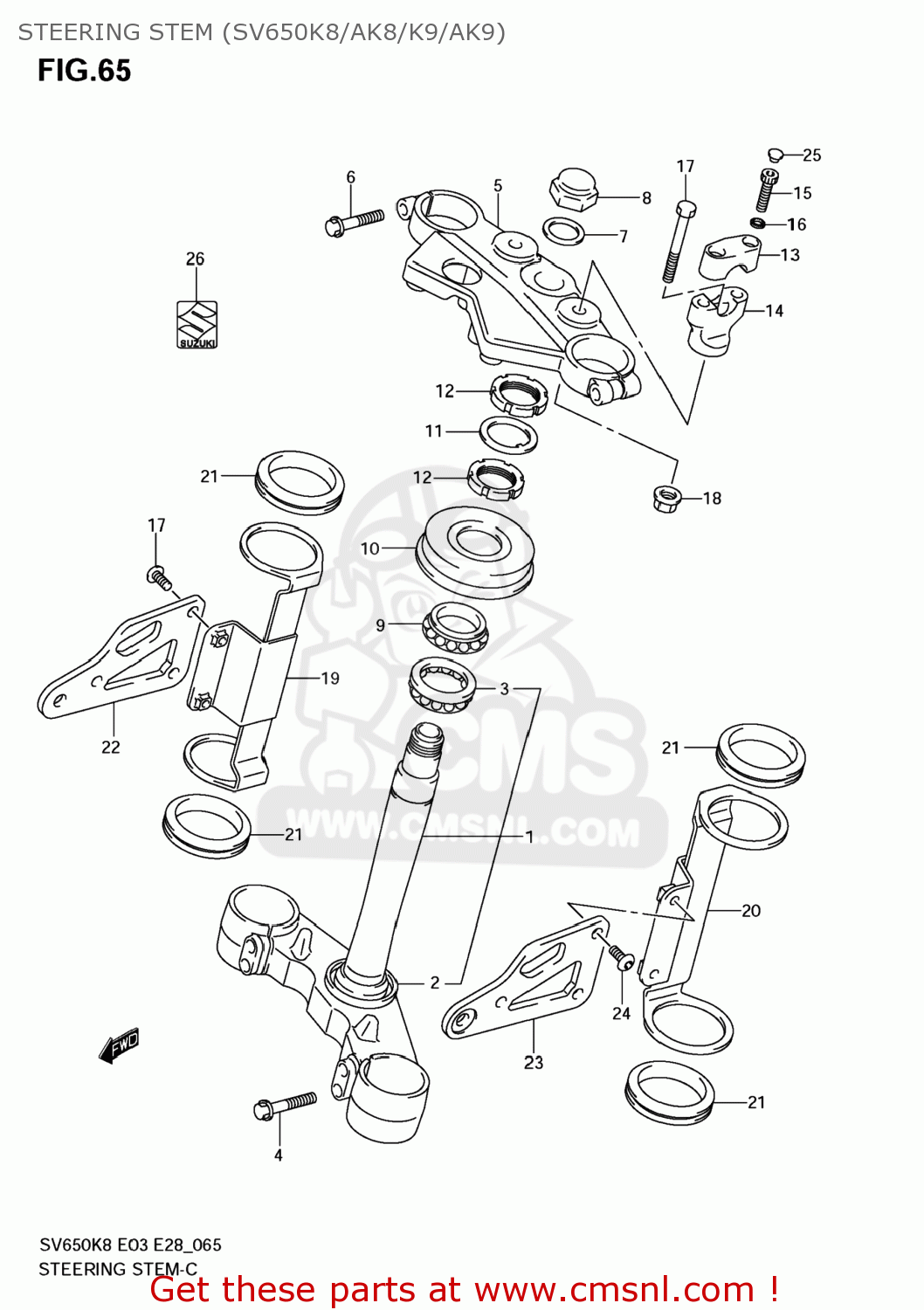 STEERING STEM (SV650K8/AK8/K9/AK9) SV650S 2009 (K9) USA (E03)