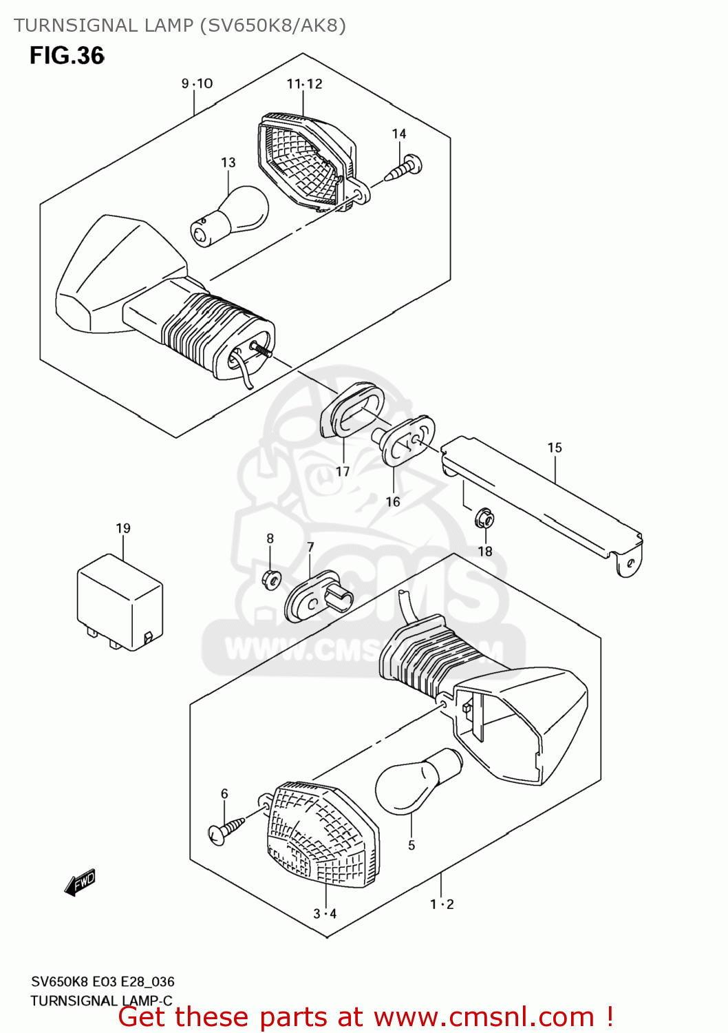 TURNSIGNAL LAMP (SV650K8/AK8) SV650S 2009 (K9) USA (E03)