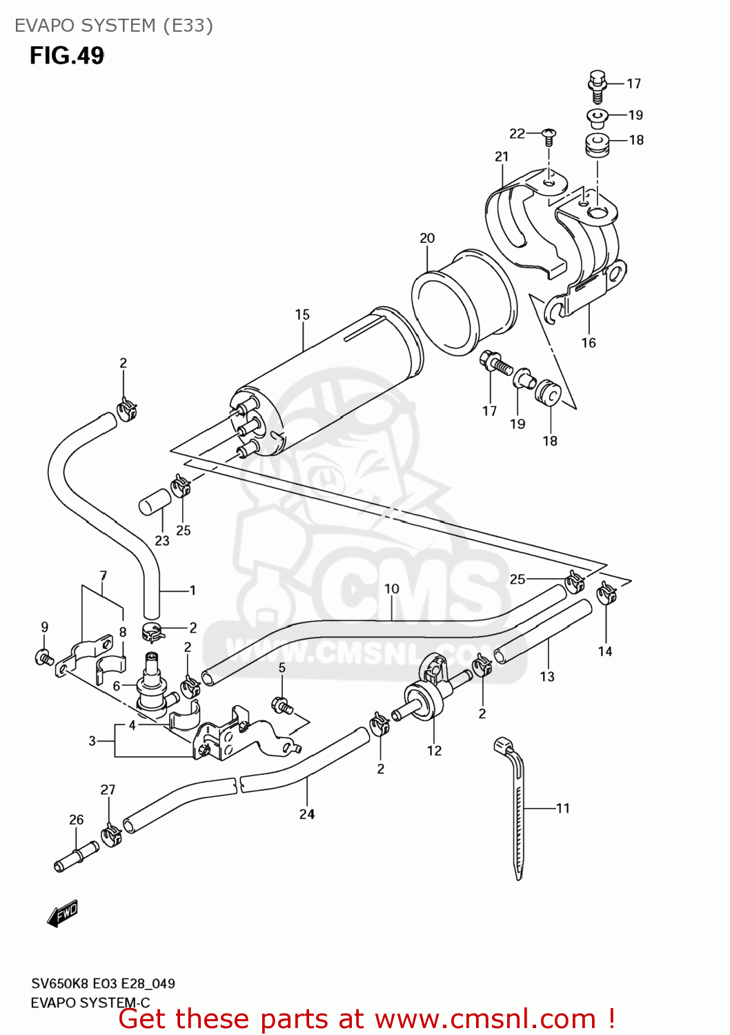 EVAPO SYSTEM (E33) SV650SF 2008 (K8) USA (E03)