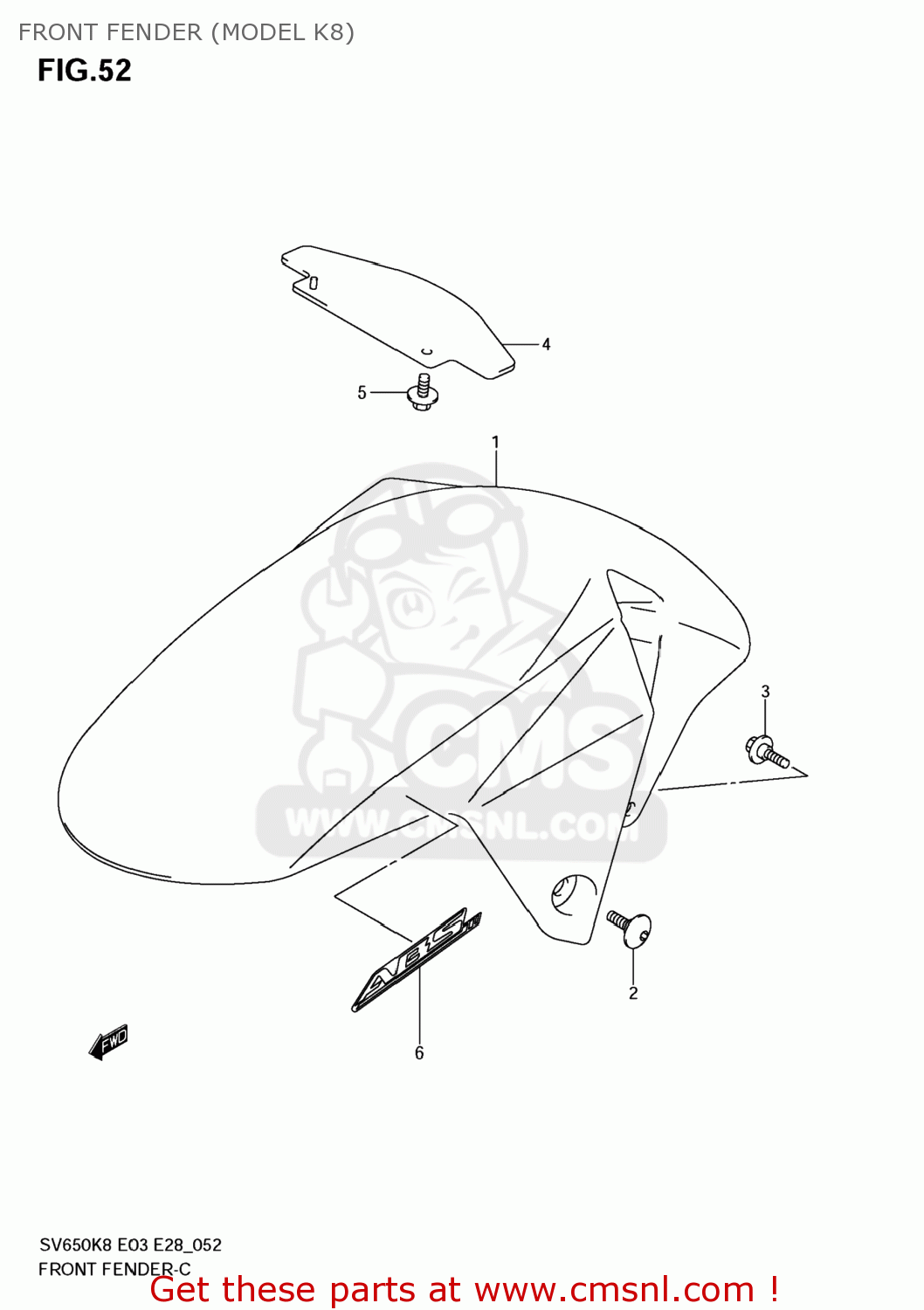 FRONT FENDER (MODEL K8) SV650SF 2008 (K8) USA (E03)