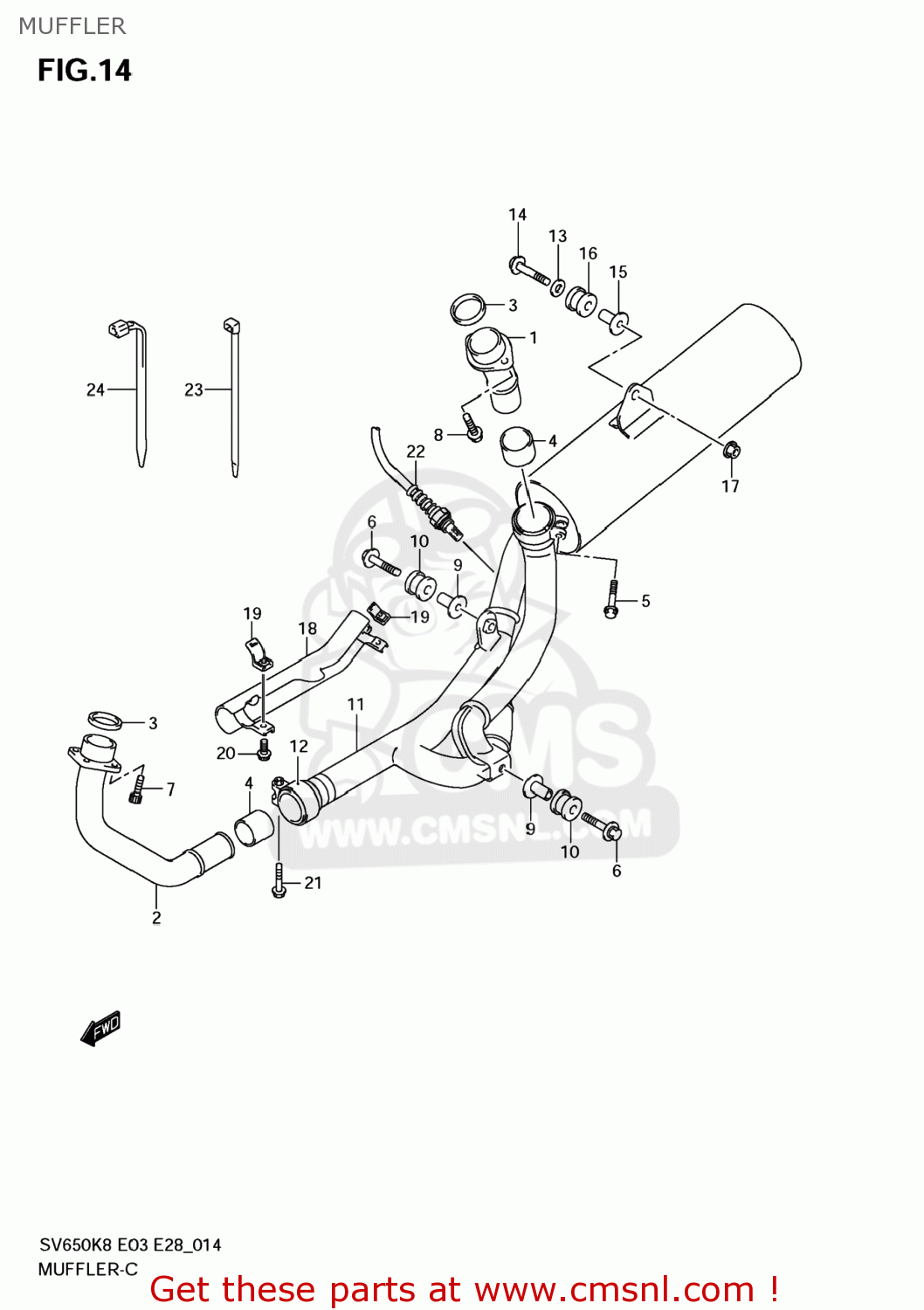 MUFFLER SV650SF 2008 (K8) USA (E03)