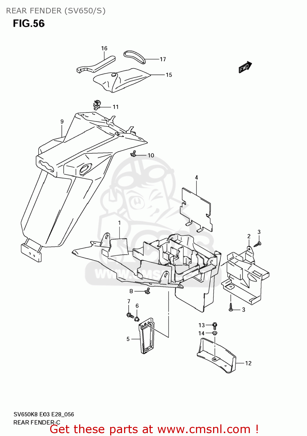 REAR FENDER (SV650/S) SV650SF 2008 (K8) USA (E03)