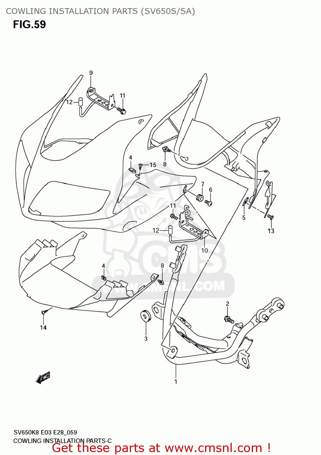 COWLING INSTALLATION PARTS (SV650S/SA) SV650SF 2009 (K9) USA (E03)