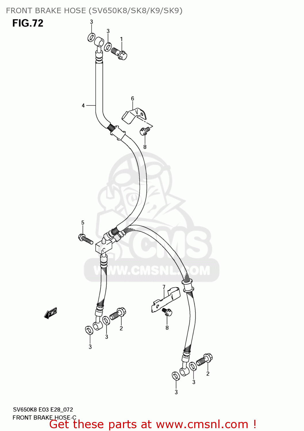FRONT BRAKE HOSE (SV650K8/SK8/K9/SK9) SV650SF 2009 (K9) USA (E03)