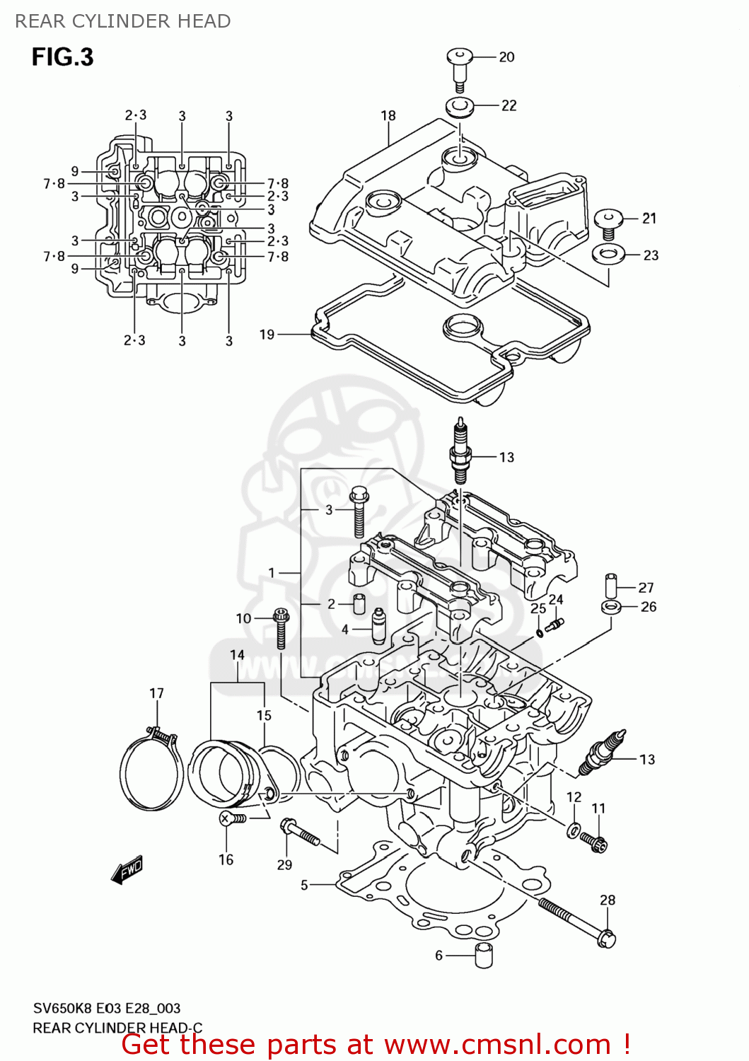 REAR CYLINDER HEAD SV650SF 2009 (K9) USA (E03)