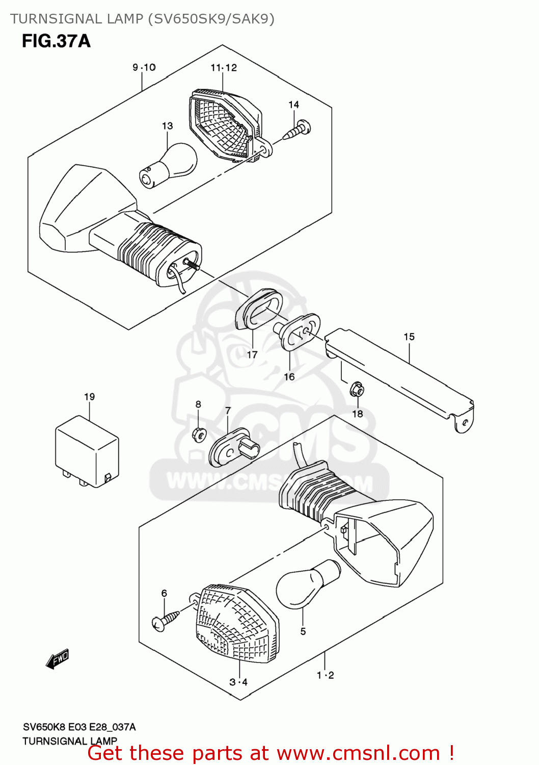 TURNSIGNAL LAMP (SV650SK9/SAK9) SV650SF 2009 (K9) USA (E03)