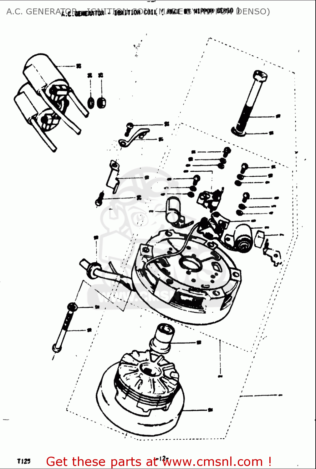 A.C. GENERATOR - IGNITION COIL (MADE BY NIPPON DENSO) T125II 1971 (R) USA (E03)