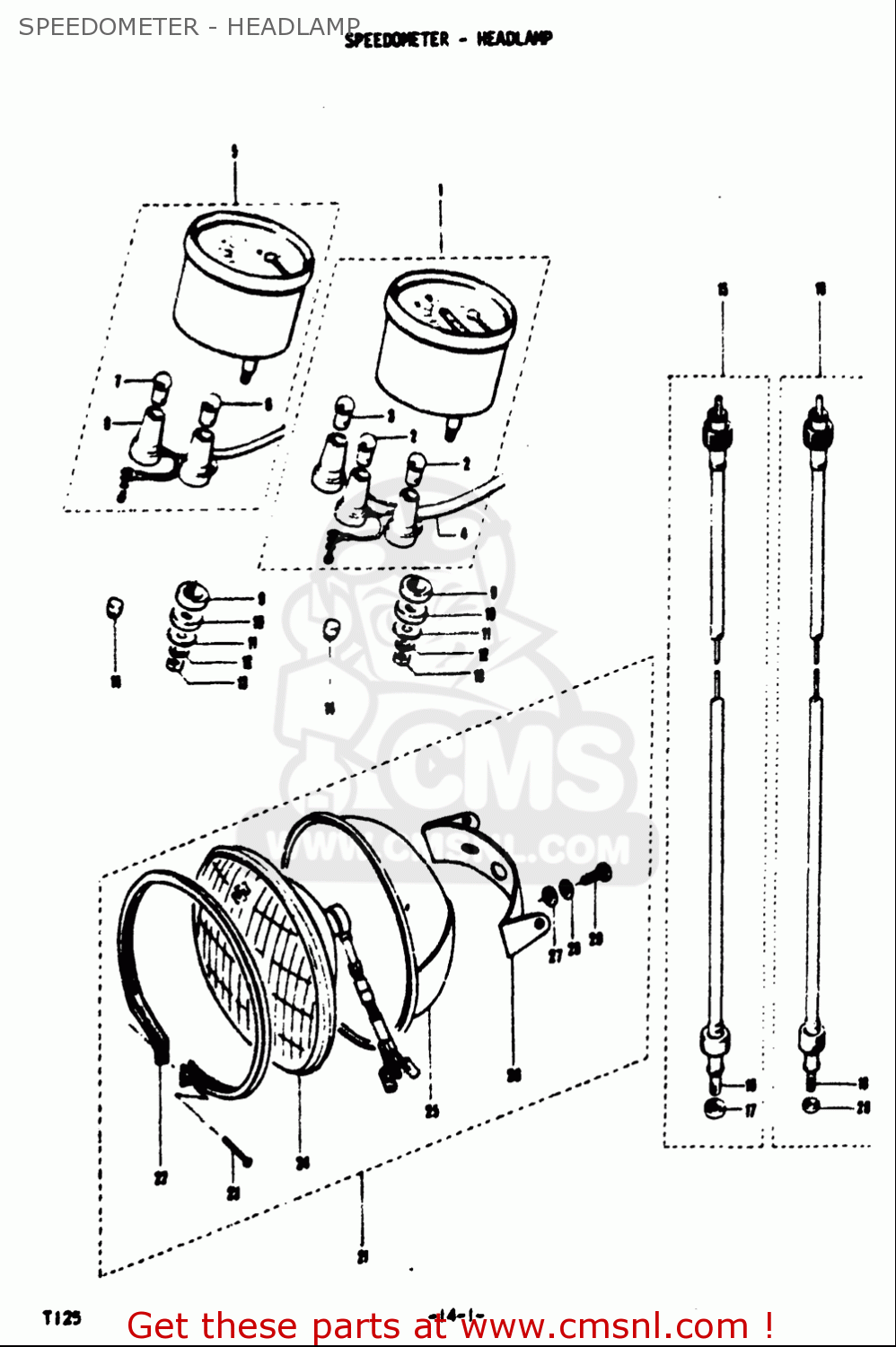 SPEEDOMETER - HEADLAMP T125II 1971 (R) USA (E03)