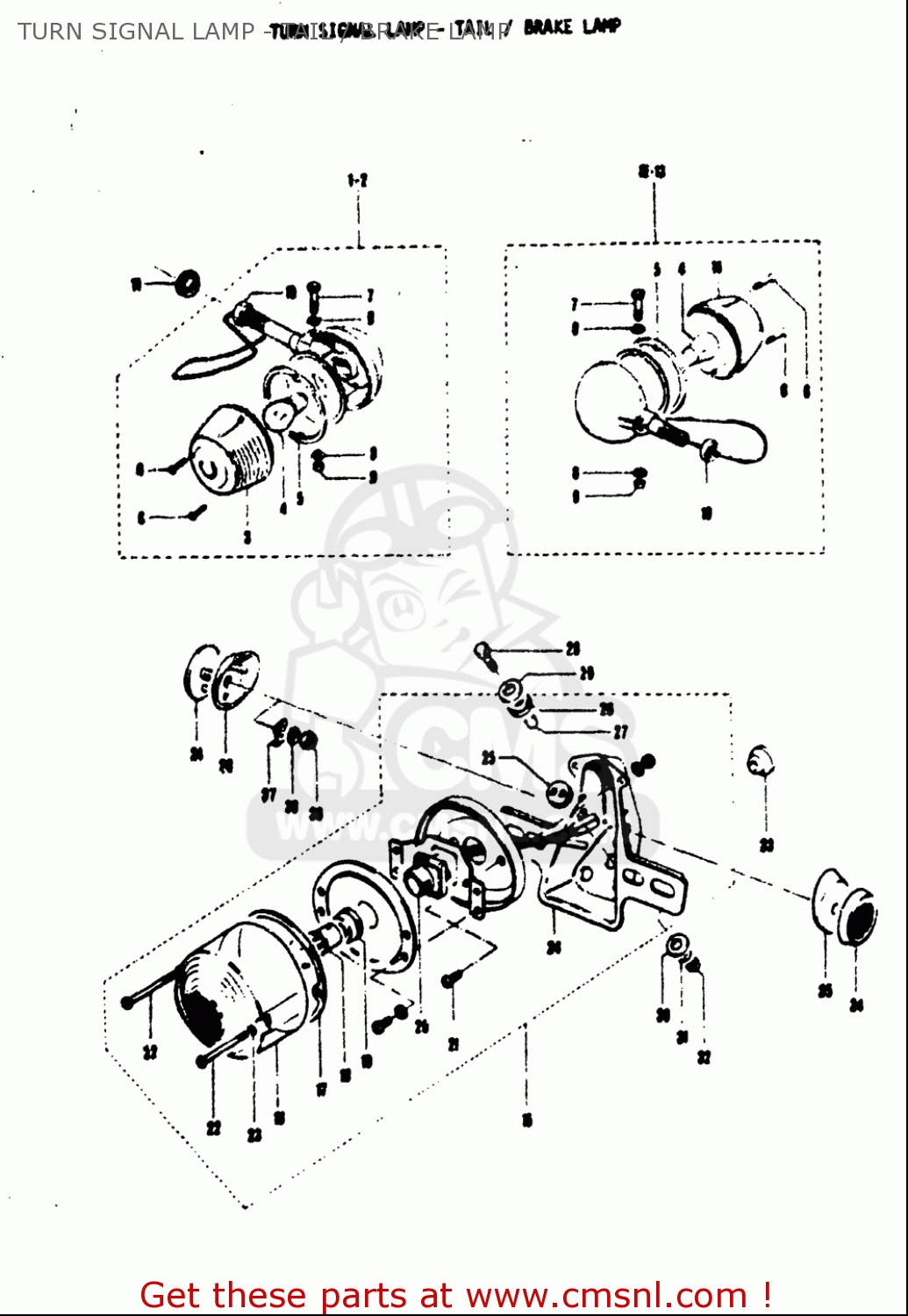 TURN SIGNAL LAMP - TAIL / BRAKE LAMP T125II 1971 (R) USA (E03)