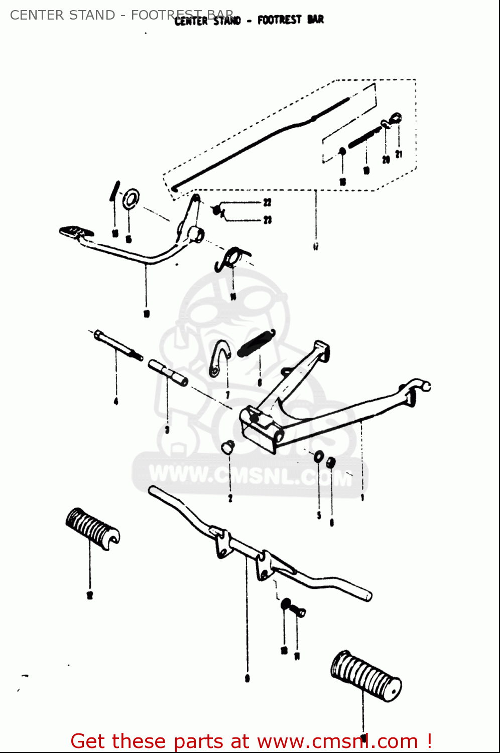 CENTER STAND - FOOTREST BAR T125II 1971 (R) USA (E03)