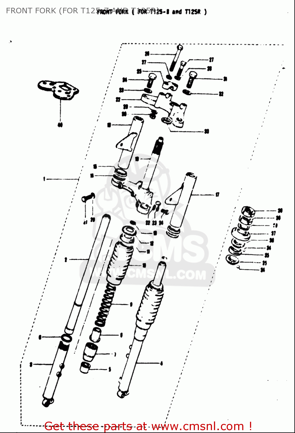 FRONT FORK (FOR T125-Z AND T125R) T125II 1971 (R) USA (E03)