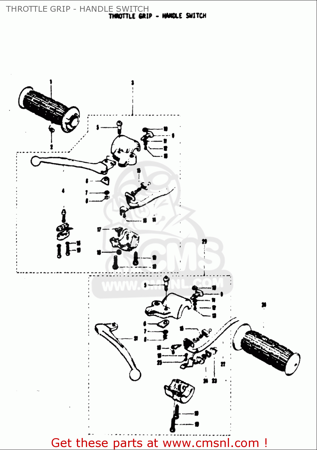THROTTLE GRIP - HANDLE SWITCH T125II 1971 (R) USA (E03)