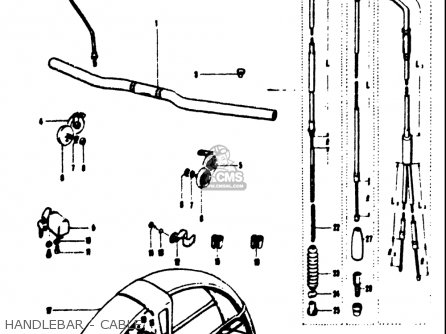 HANDLEBAR - CABLE - T125II 1971 (R) USA (E03)