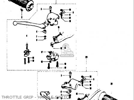 THROTTLE GRIP - HANDLE SWITCH - T125II 1971 (R) USA (E03)