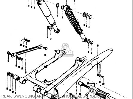 REAR SWINGING ARM - REAR SHOCK ABSORBER - T125II 1971 (R) USA (E03)