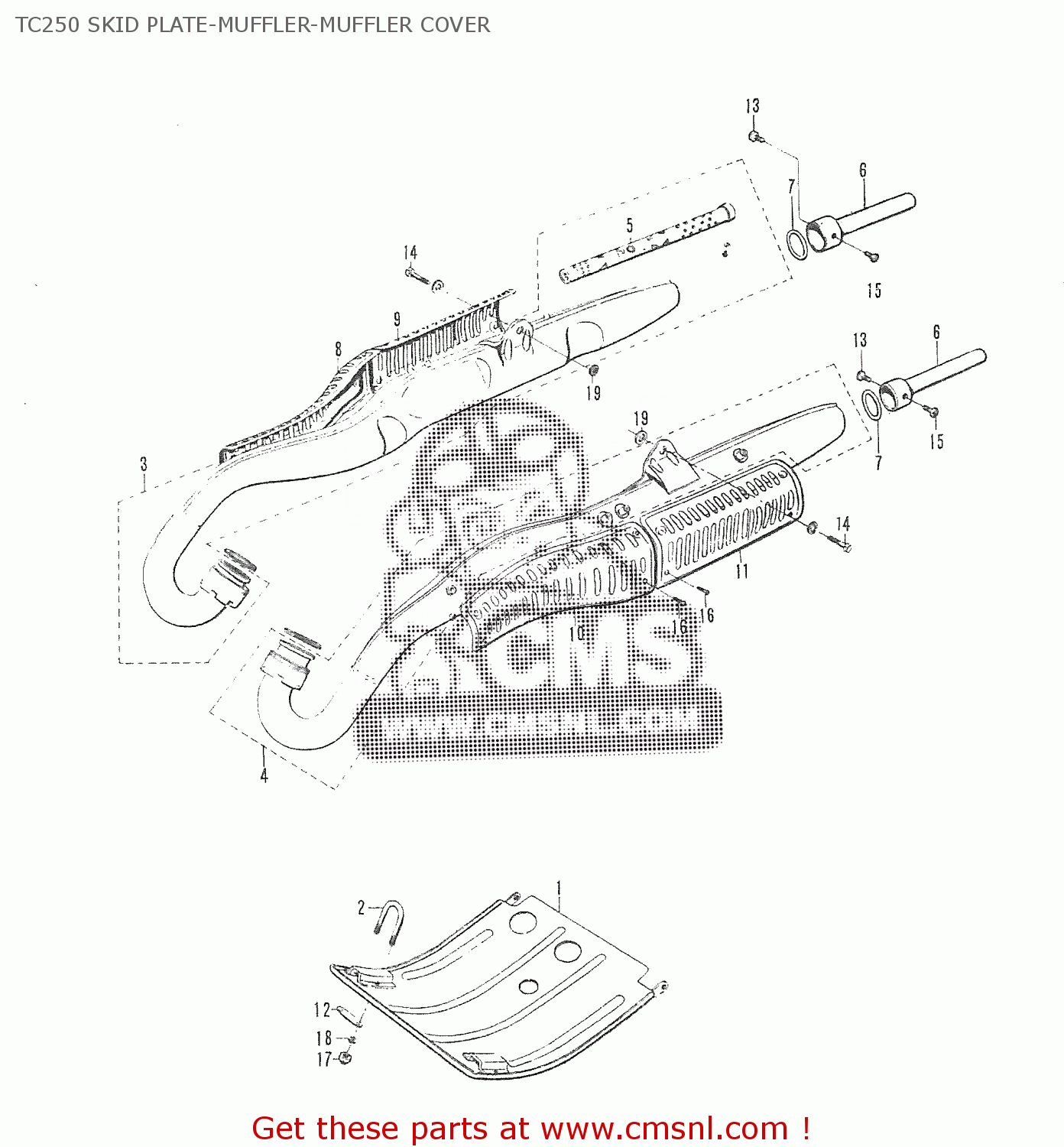 TC250 SKID PLATE-MUFFLER-MUFFLER COVER T20 TC250 SCRAMBLER 1965-1969 GENERAL EXPORT