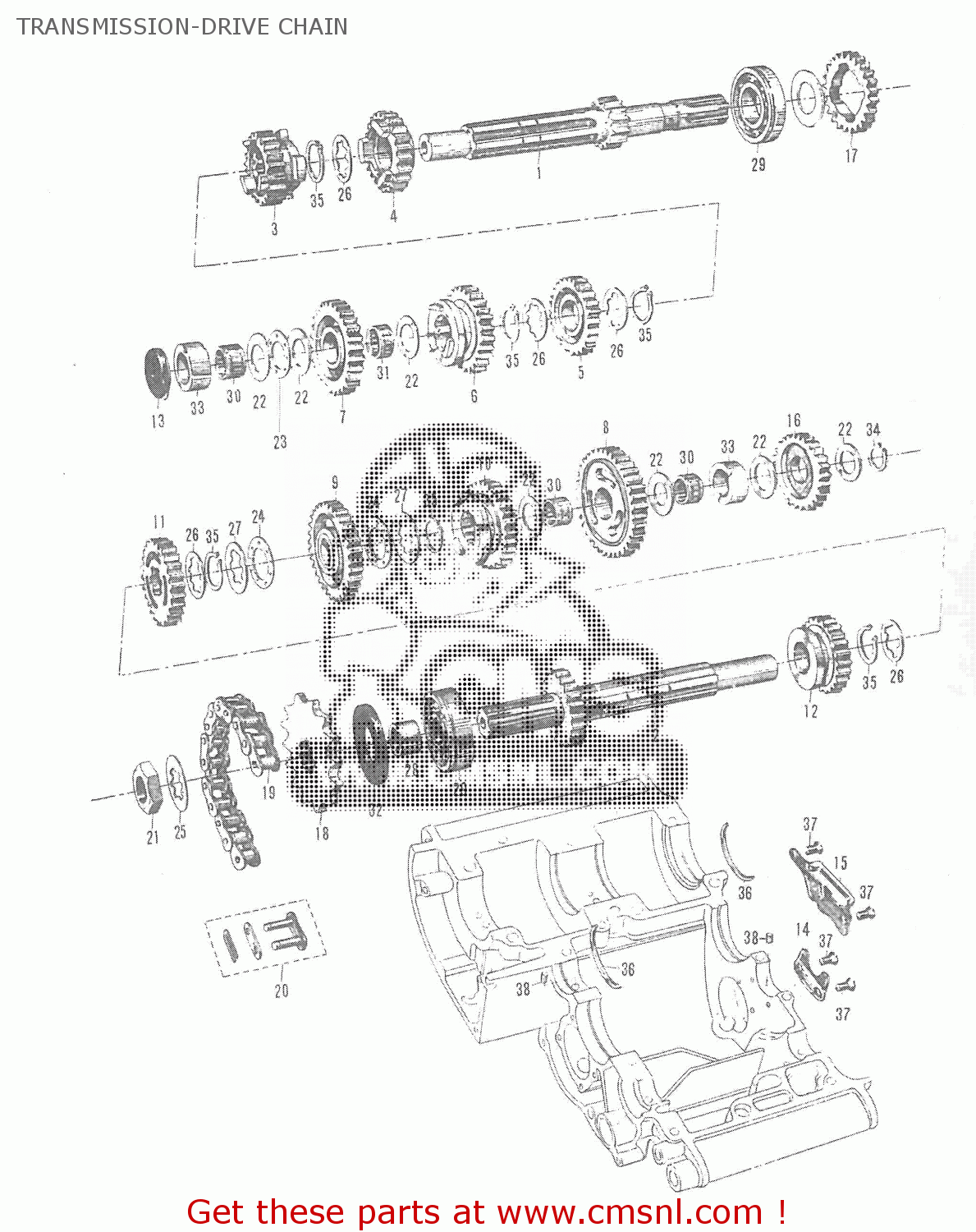 TRANSMISSION-DRIVE CHAIN T20 TC250 SCRAMBLER 1965-1969 GENERAL EXPORT