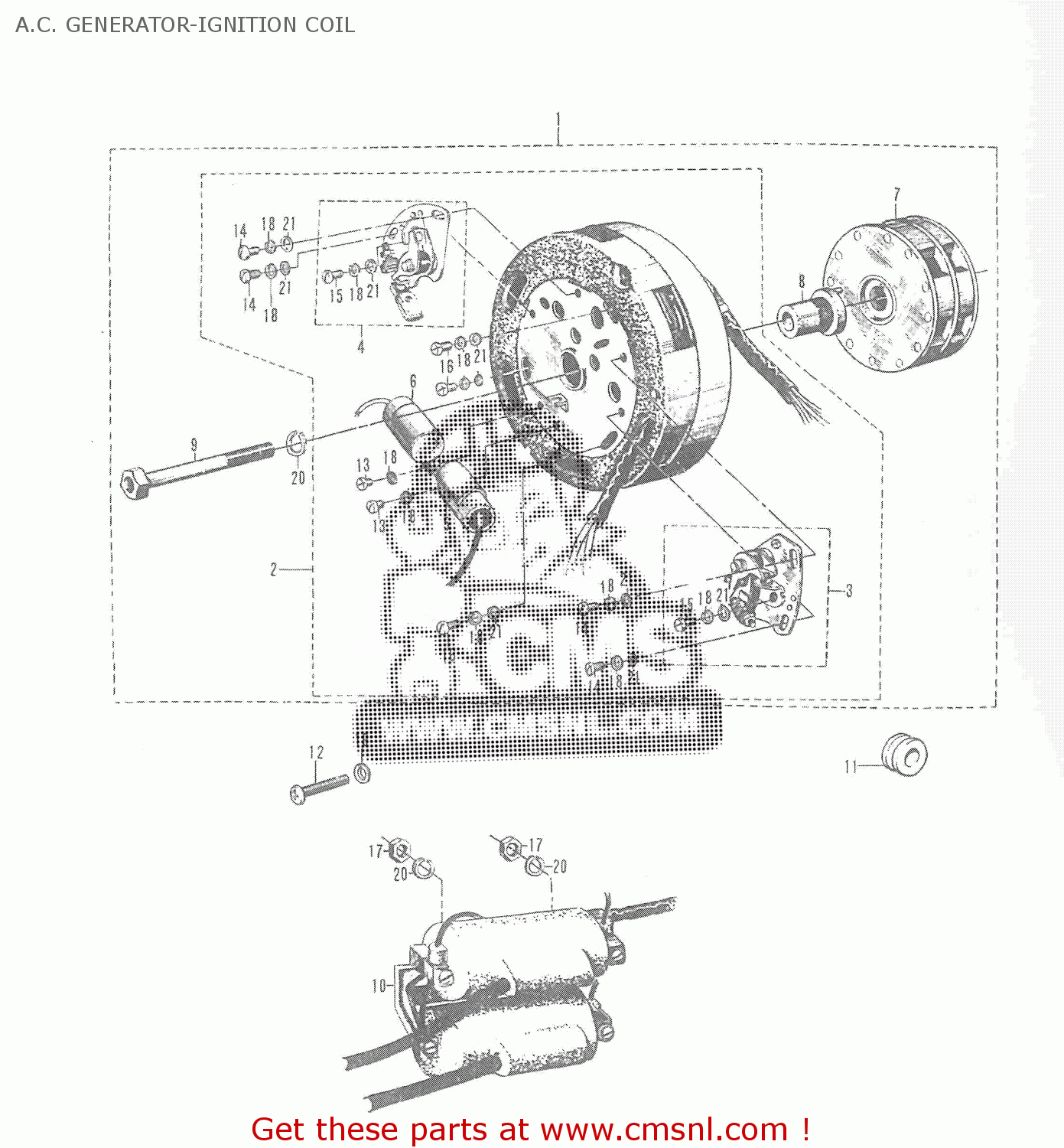 A.C. GENERATOR-IGNITION COIL T20 TC250 SCRAMBLER 1965-1969 GENERAL EXPORT