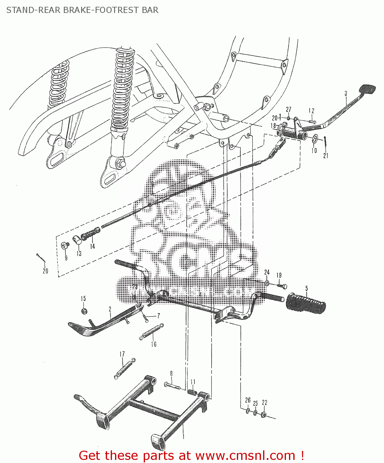 STAND-REAR BRAKE-FOOTREST BAR T20 TC250 SCRAMBLER 1965-1969 GENERAL EXPORT