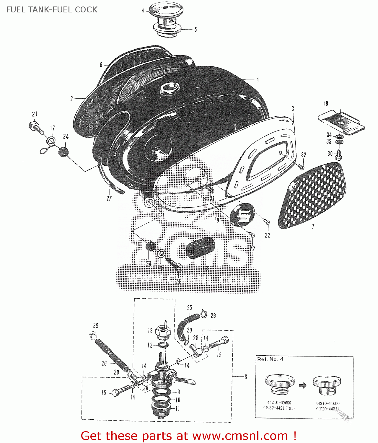 FUEL TANK-FUEL COCK T20 TC250 SCRAMBLER 1965-1969 GENERAL EXPORT