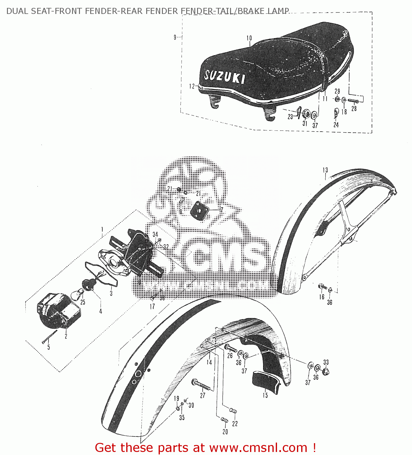DUAL SEAT-FRONT FENDER-REAR FENDER FENDER-TAIL/BRAKE LAMP T20 TC250 SCRAMBLER 1965-1969 GENERAL EXPORT