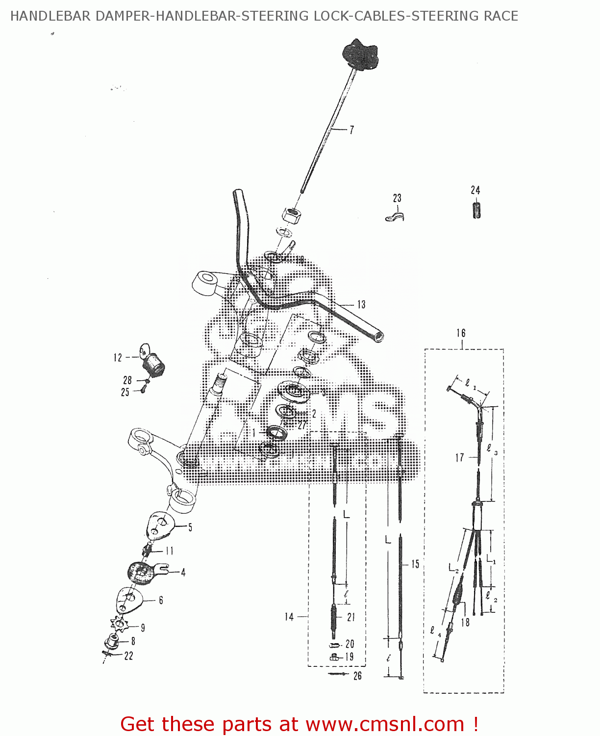 HANDLEBAR DAMPER-HANDLEBAR-STEERING LOCK-CABLES-STEERING RACE T20 TC250 SCRAMBLER 1965-1969 GENERAL EXPORT