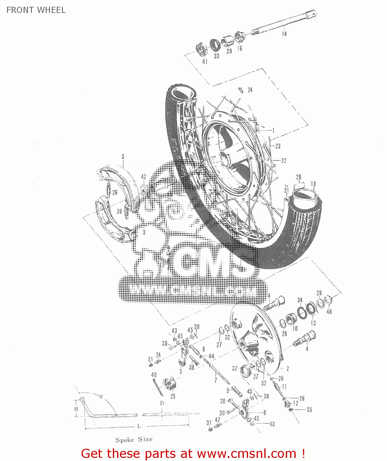 FRONT WHEEL T20 TC250 SCRAMBLER 1965-1969 GENERAL EXPORT