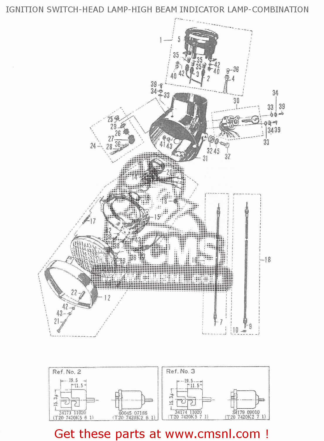 IGNITION SWITCH-HEAD LAMP-HIGH BEAM INDICATOR LAMP-COMBINATION T20 TC250 SCRAMBLER 1965-1969 GENERAL EXPORT