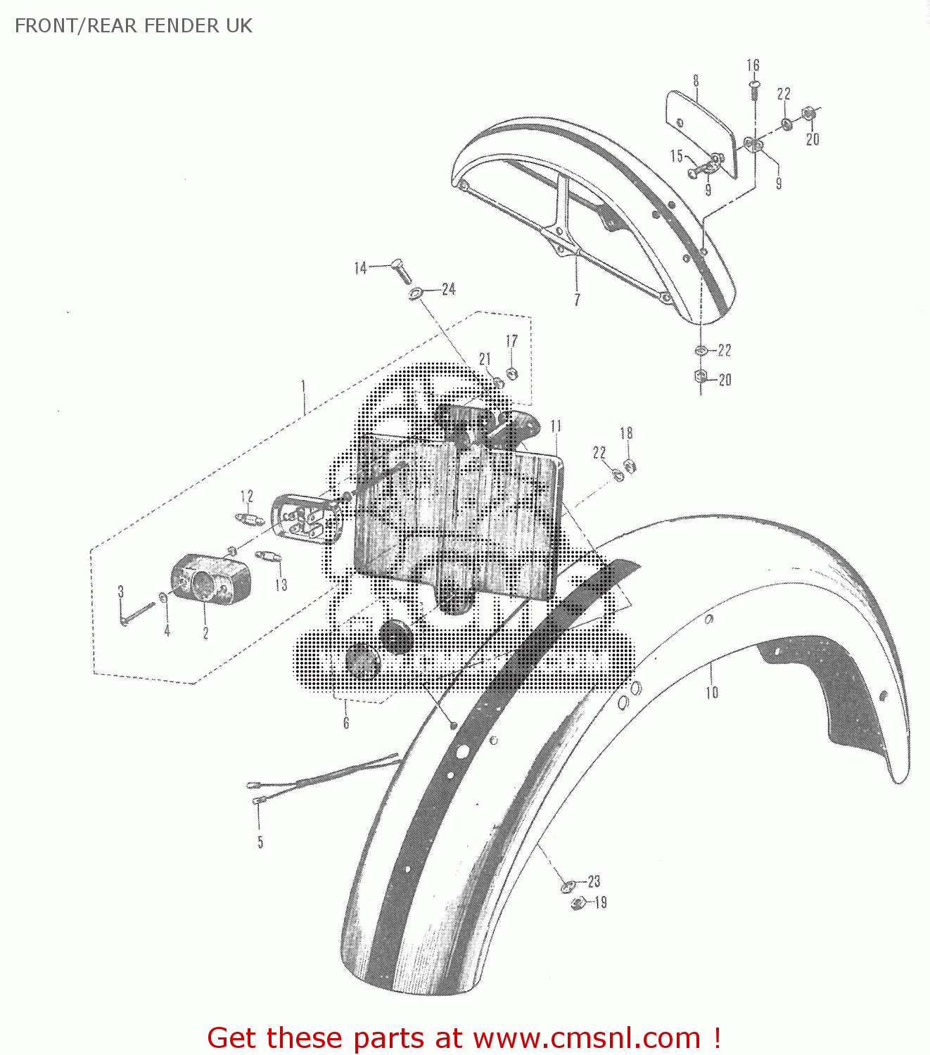 FRONT/REAR FENDER UK T20 TC250 SCRAMBLER 1965-1969 GENERAL EXPORT