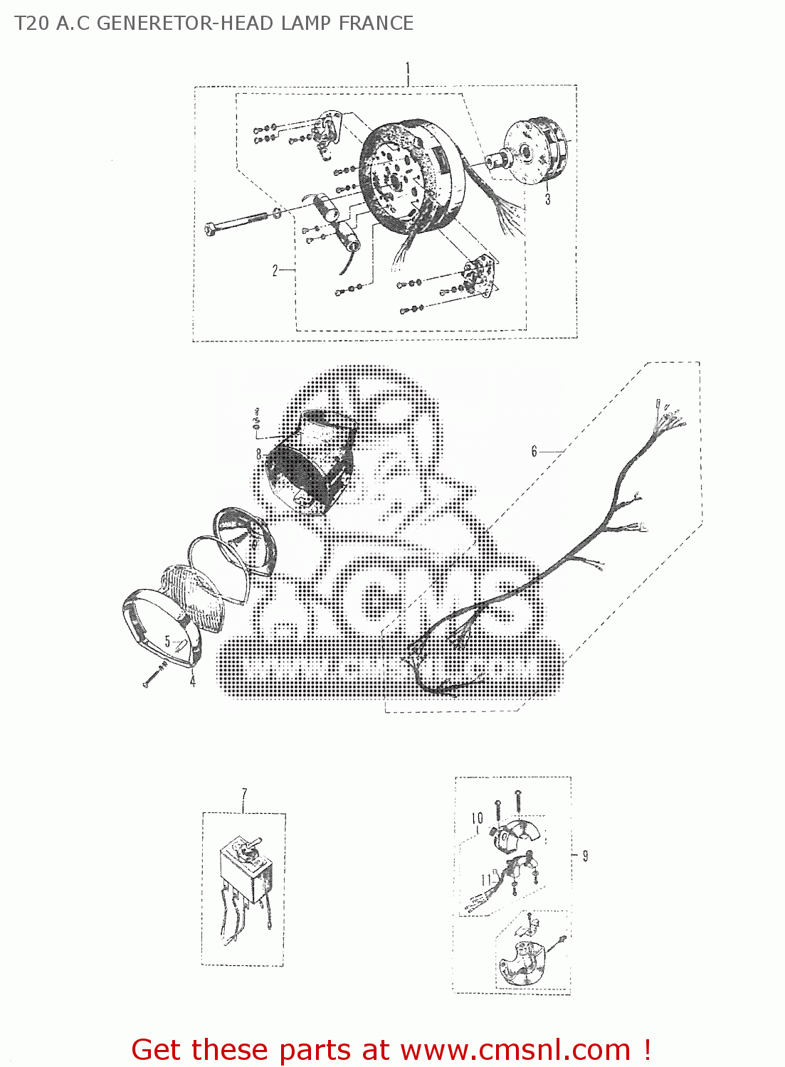 T20 A.C GENERETOR-HEAD LAMP FRANCE T20 TC250 SCRAMBLER 1965-1969 GENERAL EXPORT