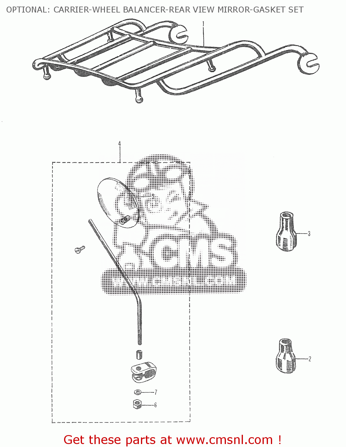 OPTIONAL: CARRIER-WHEEL BALANCER-REAR VIEW MIRROR-GASKET SET T20 TC250 SCRAMBLER 1965-1969 GENERAL EXPORT