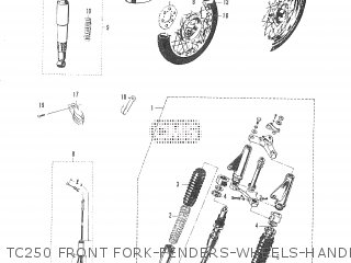 TC250 FRONT FORK-FENDERS-WHEELS-HANDLEBAR-REAR SHOCK ABSORBER - T20 TC250 SCRAMBLER 1965-1969 GENERAL EXPORT