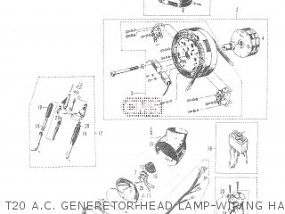 T20 A.C. GENERETOR-HEAD LAMP-WIRING HARNESS- FINLAND - T20 TC250 SCRAMBLER 1965-1969 GENERAL EXPORT