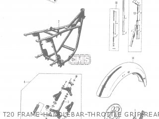 T20 FRAME-HANDLEBAR-THROTTLE GRIP-REAR SPROCKET GERMANY - T20 TC250 SCRAMBLER 1965-1969 GENERAL EXPORT