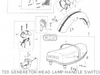 T20 GENERETOR-HEAD LAMP-HANDLE SWITCH-REAR FENDER-DENMARK - T20 TC250 SCRAMBLER 1965-1969 GENERAL EXPORT