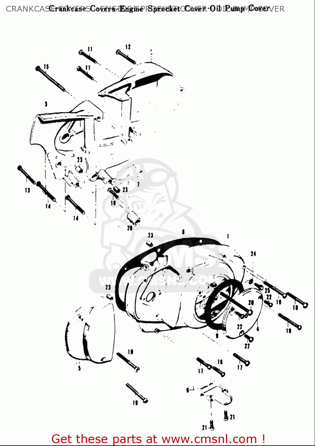 CRANKCASE COVERS - ENGINE SPROCKET COVER - OIL PUMP COVER T20 TC250 SCRAMBLER 1969 USA (E03)