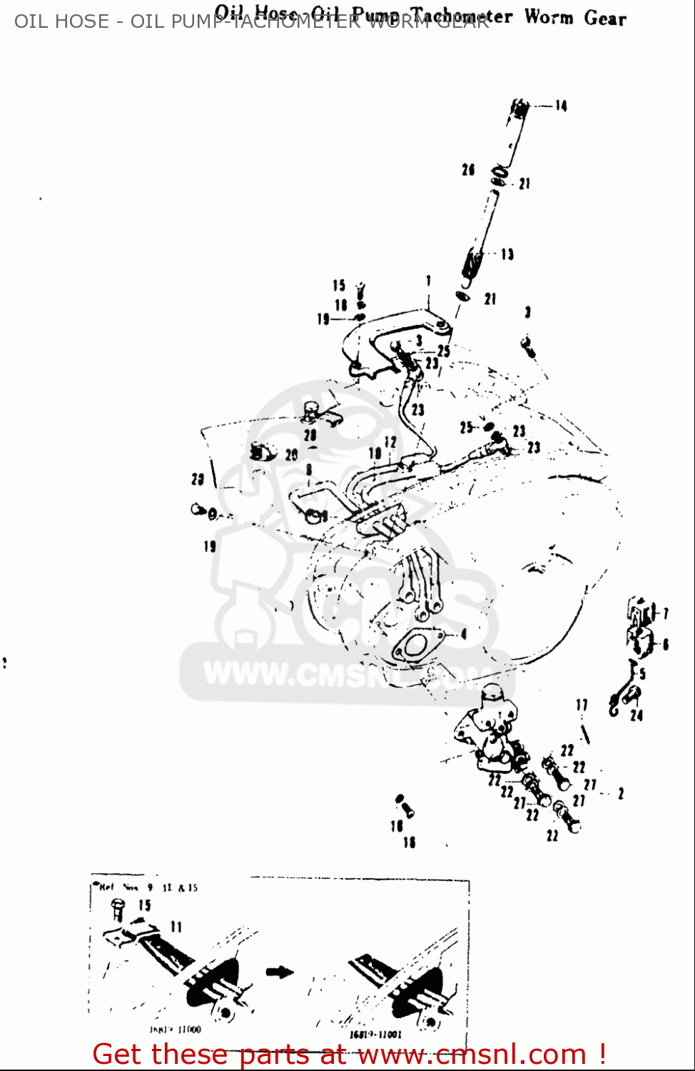 OIL HOSE - OIL PUMP-TACHOMETER WORM GEAR T20 TC250 SCRAMBLER 1969 USA (E03)