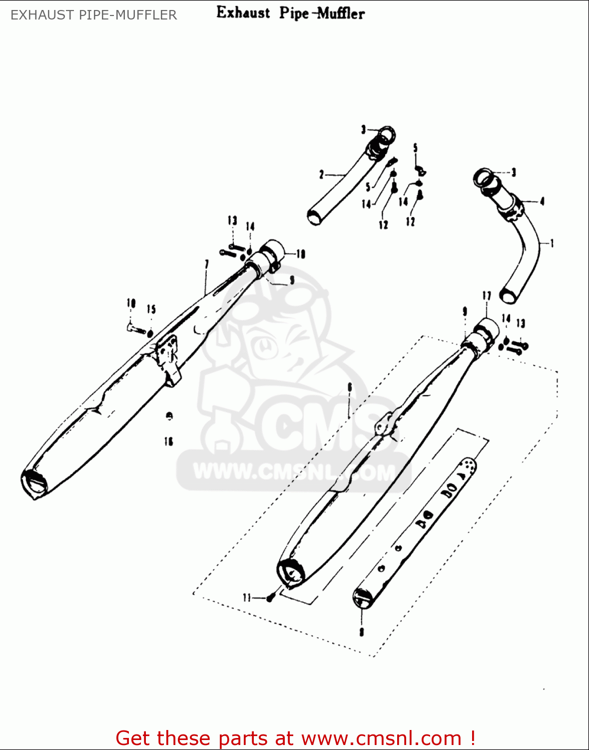 EXHAUST PIPE-MUFFLER T20 TC250 SCRAMBLER 1969 USA (E03)