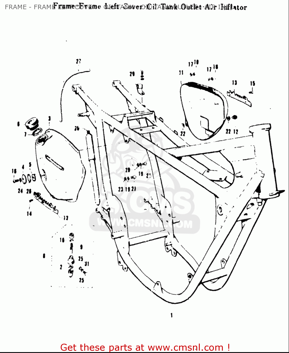 FRAME - FRAME LEFT COVER - OIL TANK - OIL TANK OUTLET - AIR INFL T20 TC250 SCRAMBLER 1969 USA (E03)